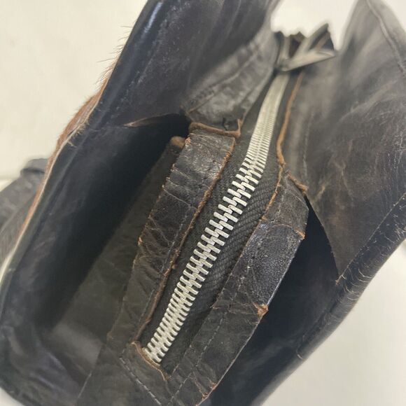 Avelar Cowhide Handbag Crossbody Purse Dark Brown Cow Leather Fur Made Mexico - Picture 12 of 14